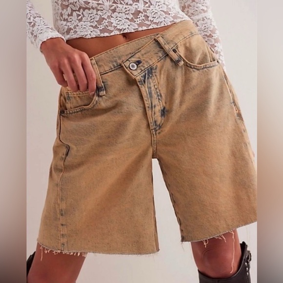 We The Free Pants - Free People We The Free Boomerang High Rise Long Shorts Size 30 Cowboy NEW